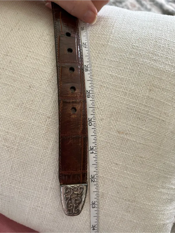 Brighton Brown croc Embossed Belt With Silvertone Hardware Vintage - Image 9