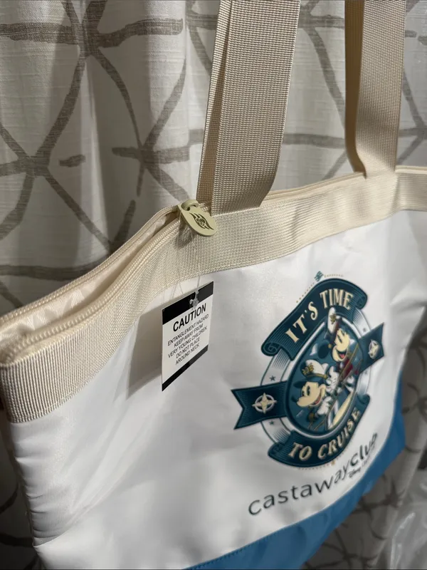 Castaway Club Disney Cruise Line White & Blue Tote Bag - Image 3
