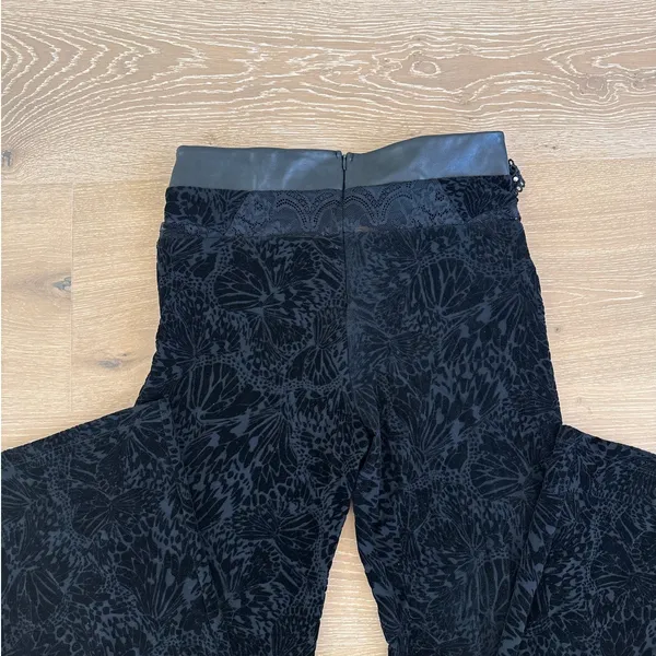 Outcast Flare Pants Lace Rhinestone Strap Trim Velvet Size M Black - Image 5