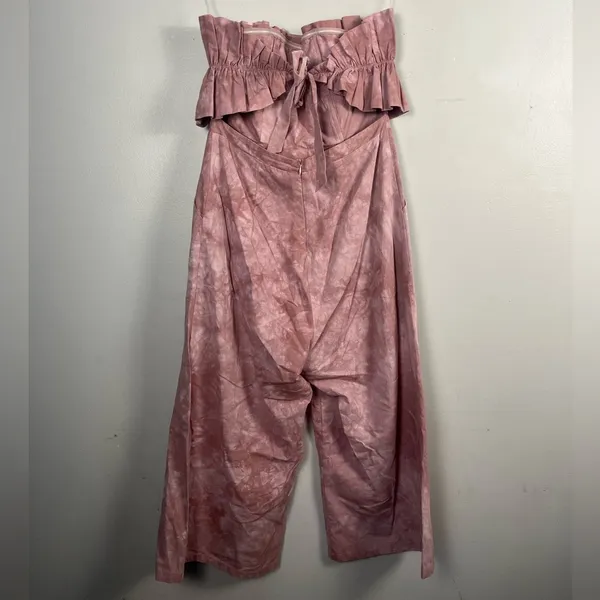 Fourteenth & 9th strapless ruched pink tie dye jumpsuit size large cotton - Image 3