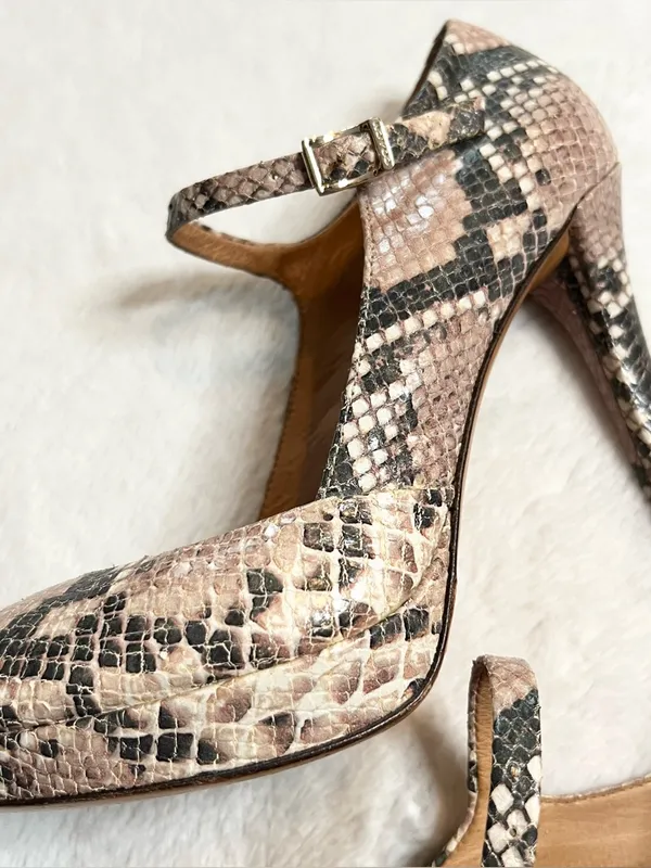 Coach Snake Print Peep Toe Mary Jane High Heels Size 6 Shawna Python Animal - Image 10