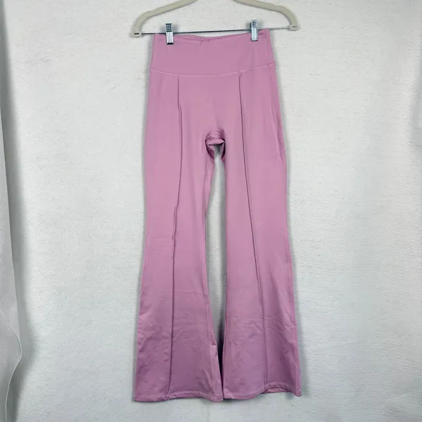 PINK Victoria's Secret Flare Leggings Womens Small Short Pintuck Seam Pink - Image 2
