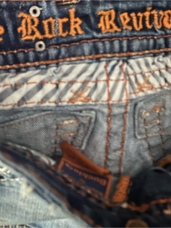 Rock Revival Womens Blue Jean Embroidered Denim Shorts Size 25 Amy Short zebra - Image 11