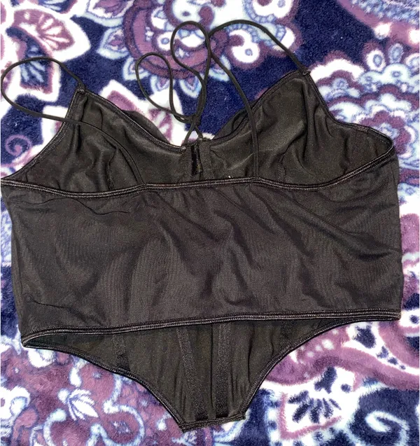 Black Corset Style Cropped Tank - Image 2