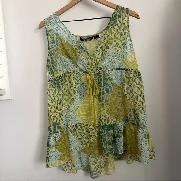 Y2K Large Geometric Patchwork Babydoll‎ Tank Lightweight Fairy Forest goblin - Image 2