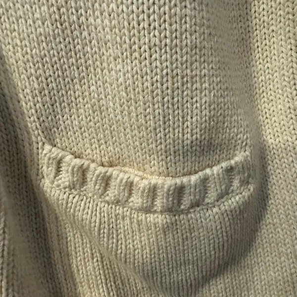 L.L. Bean‎ Womens Zip Up Cardigan Sweater Knit Large White Cotton - Image 5