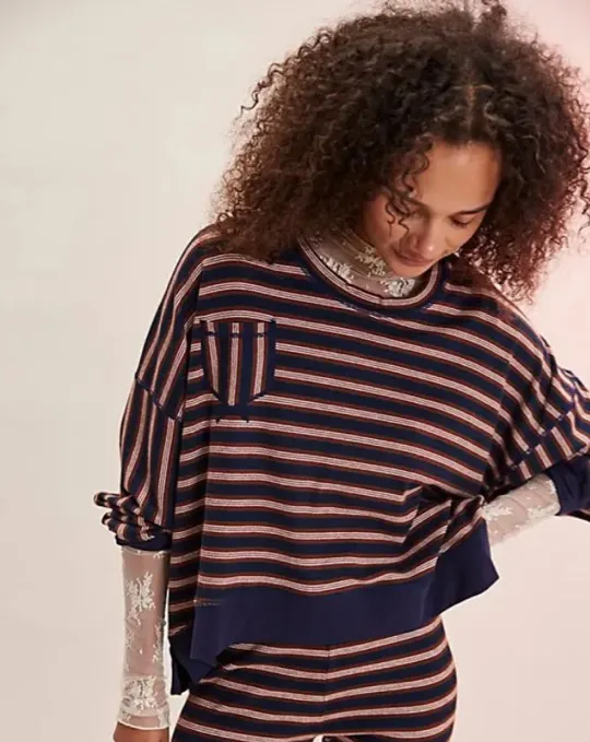 Free People Making In Happen Pullover Navy Large - Image 6
