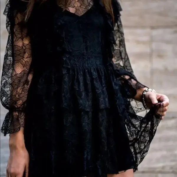 ✨ Zara black lace dress with frills✨ - Image 12