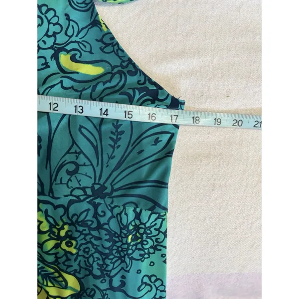 Ambrielle Floral V Neck Adj Straps Maxi Dress Size XL Green/Yellow Colorful EUC - Image 7