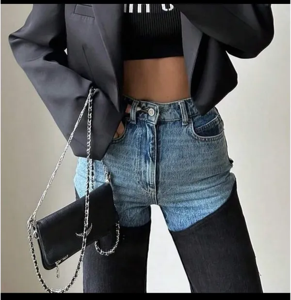 BNWT Denim contrast jeans country concert style - Image 2