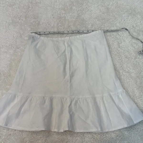 Mossimo Womens Linen Ruffle Hem Mini White Skirt 10 Boho Costal Summer Resort - Image 3