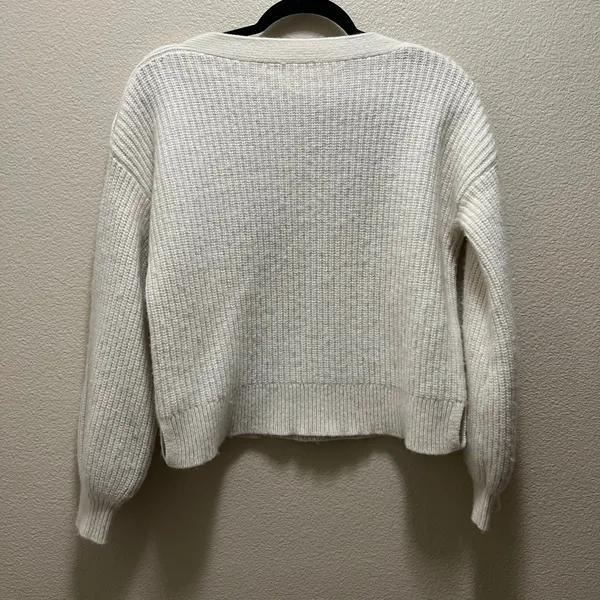 Madewell Boatneck Button Shoulder Sweater White Ribbed Knit Size Small - Image 5