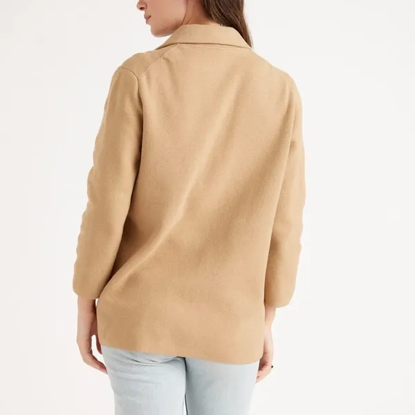 Quince 100% Organic Cotton Camel Soft Relaxed Open Front Knit Blazer Medium - Image 6