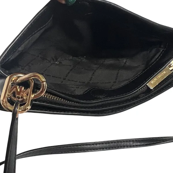 Michael‎ Kors Trisha Crossbody Women Medium Black Pebbled Leather Gold Hardware - Image 8