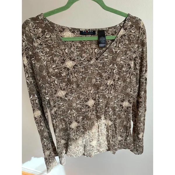 Axcess Brown Paisley Vintage Long Sleeve Top - Image 4