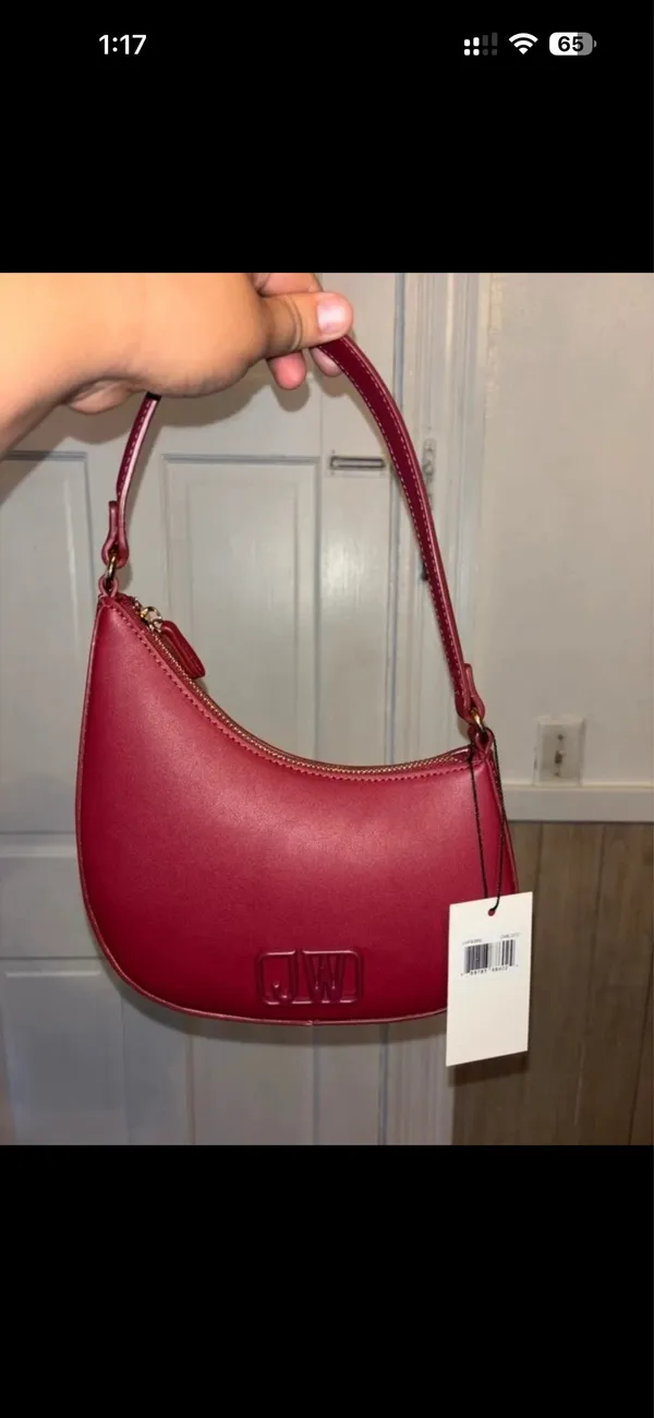 Jason Wu Small Burgundy Crescent Shoulder Bag Zip Logo Matte Gold Hardware - Image 8