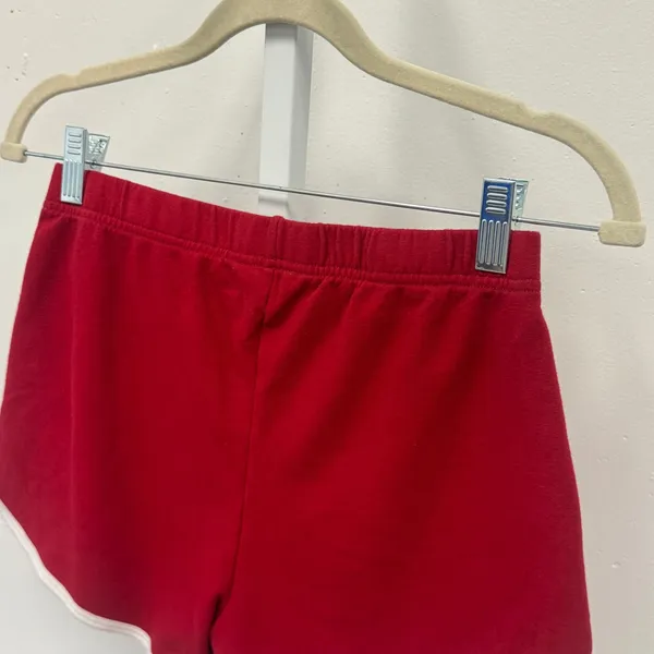 Hollister Womens High Rise Dolphin Shorts Red White Athletic Logo XS Sporty - Image 4