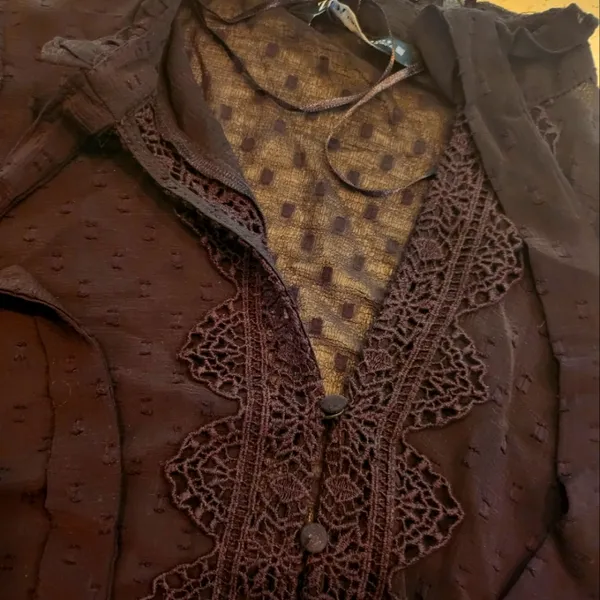 NWT ZARA sheer long sleeve with lace, casual shirt size XS - Image 4