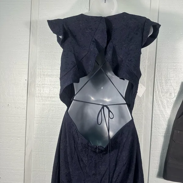 Lulus Navy Flutter Sleeve Open Back MIDI Size XL NWOT - Image 5