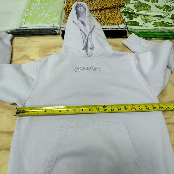 Glossier Limited Edition Embroidered Lavender Hoodie XS Oversized Women's - Image 13