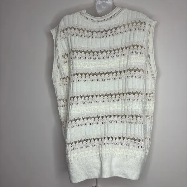 Zara oversized knit sweater vest v neck light weight cream size small - Image 3