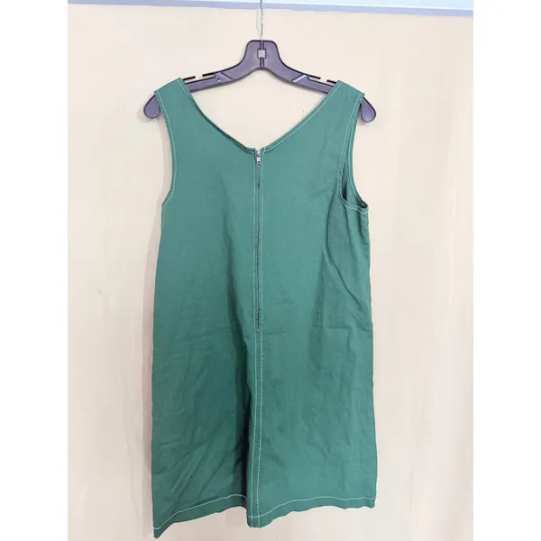 ModCloth Jumper Dress Women Size M Green Sleeveless‎ V-Neck Shift Mini Pockets - Image 7