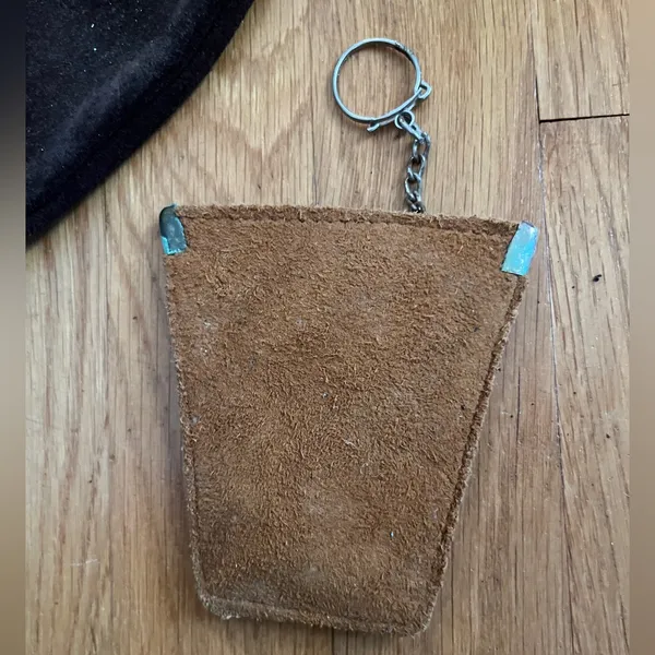 Vintage CIRCLE LEATHER & RABBIT FUR BAG 12” with Wallet - Image 4