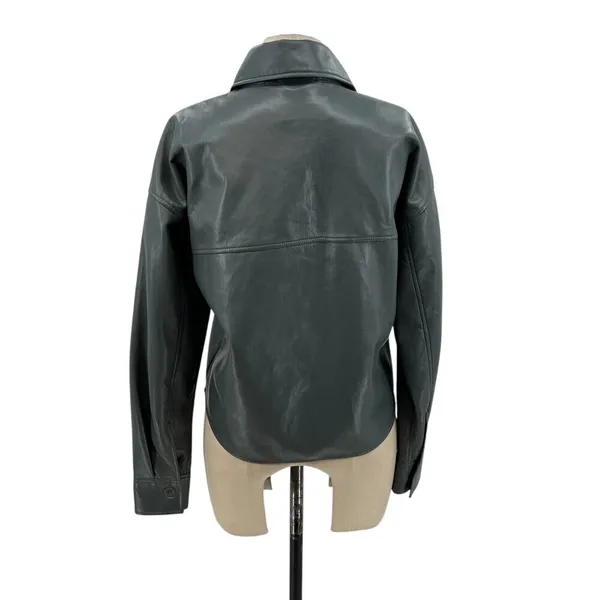 Aritzia Babaton Pelli Hip Shirt Jacket Vegan‎ Leather Shacket Gray Green XS - Image 10