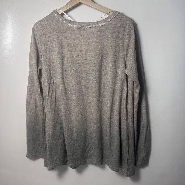 Miss Me Cardigan Womens Large Ombre Taupe Ivory Lace Sweater Romantic Jewels - Image 2
