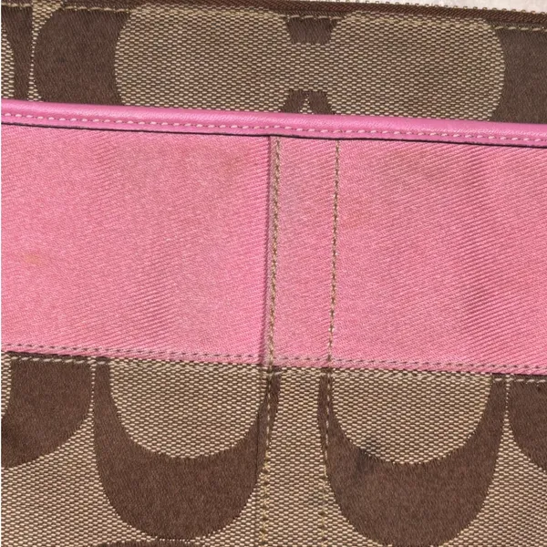 Coach Signature Stripe Swingpack Crossbody Bag Pink Tan Y2K Small Purse - Image 12