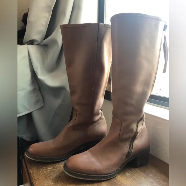 Lucky Brand Tall Brown Leather Zip-Back Over-the-Knee Boots - Image 2