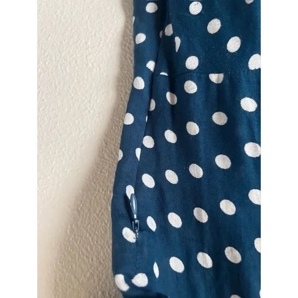Compania Fantastica Spanish Navy White Polka Dot Indie Mini Dress Size Medium - Image 5