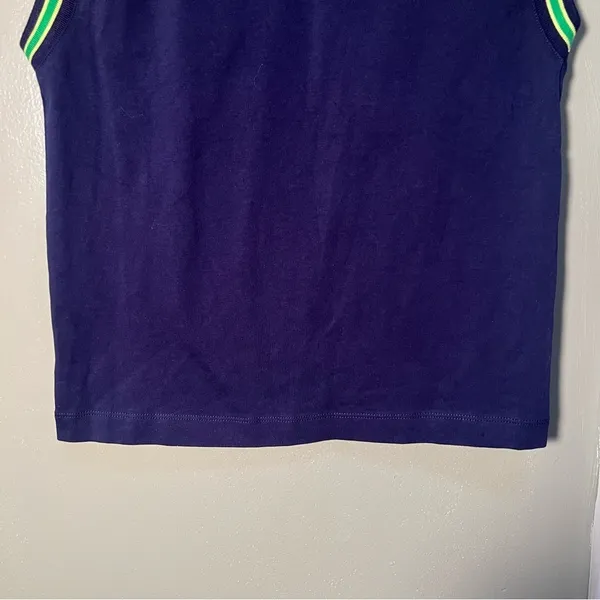 Terez Women's Size XXS‎ Tank Top Navy Blue Lime Green Trim Crewneck Boxy Cotton - Image 3