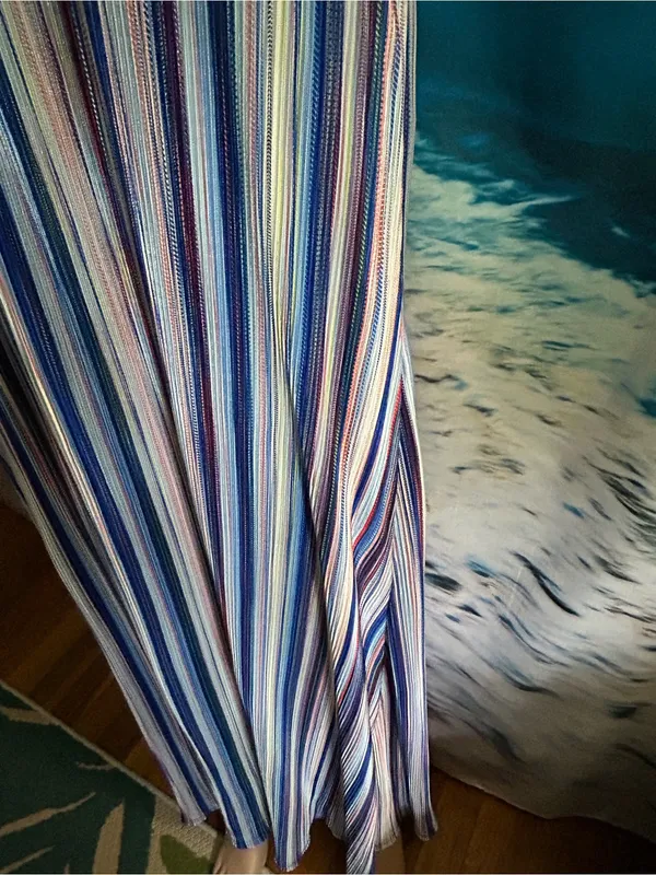 Caramela Striped Halter Maxi Dress in Blue White & Red MD - Image 6