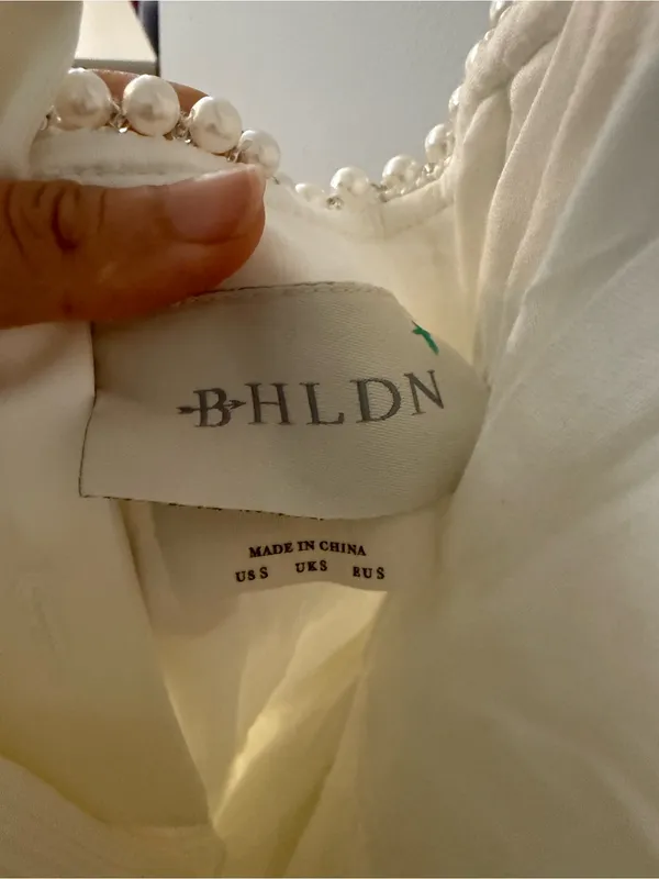 BHLDN NWT Ivory Satin Pearl Embellished Bridal Midi Dress Size S - Image 7