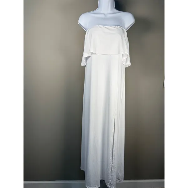 Susana Monaco White‎ Strapless Maxi Dress Side Slit Resort Formal Size S NWOT - Image 4