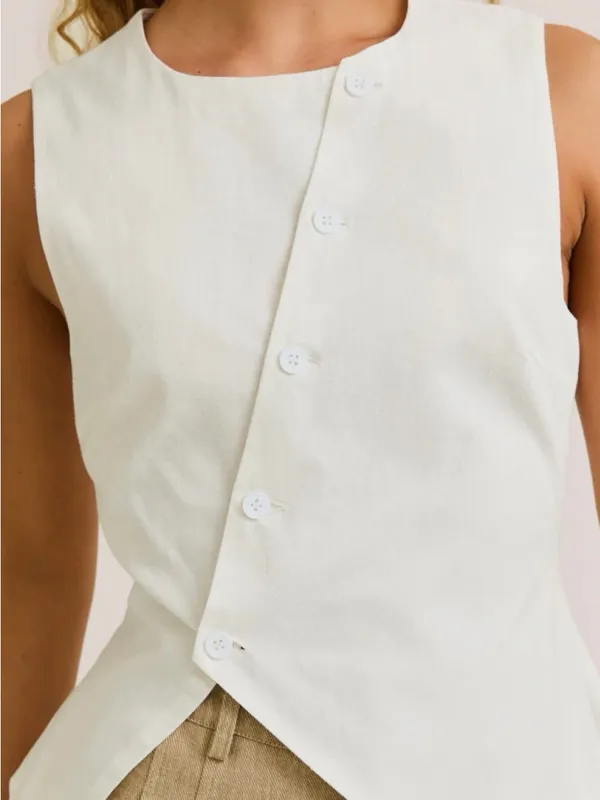 Anthropologie NWT Le Lis Luana Asymmetrical Cotton Minimalistic Neutral Top size xs - Image 2