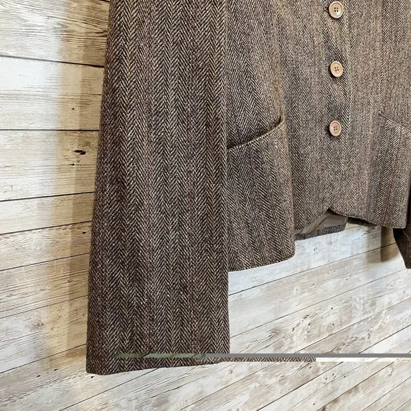Vintage Peabody House Womens 13/14 Blazer Herringbone Brown Wool‎ Blend Lined - Image 7