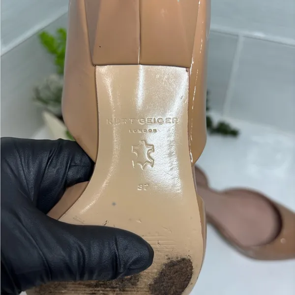 Kurt Geiger London Nude Patent Leather Pointed Toe Kitten Heels Women’s Size 7 - Image 5