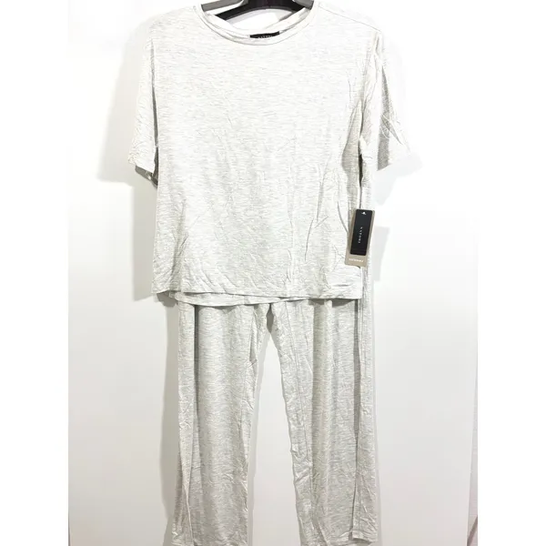 Natori Feathers Essentials Pajama Set Light Heather Grey Sustainable Size S - Image 2
