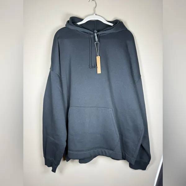NWT SKIMS Fleece Lounge Relaxed Zip Up Hoodie Onyx Black Sweatshirt Medium $98 - Image 4