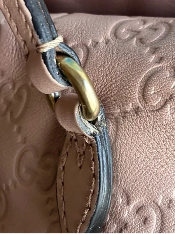 GUCCI Guccissima Bree Medium Foldover Tote Pink Leather 2-Way Crossbody Bag - Image 13