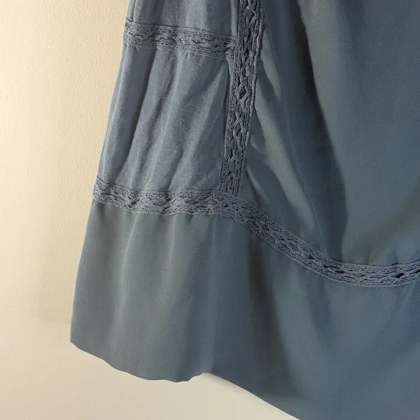Ann Taylor LOFT Blue Sleeveless Crochet Lace Trim Blouse Top Large Boho‎ Whimsy - Image 10