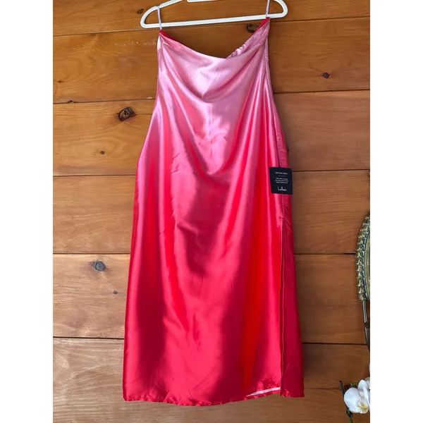 NWT Lulus Indescribable Poise Pink Ombre Satin Strapless Midi Dress Gala Size L - Image 2