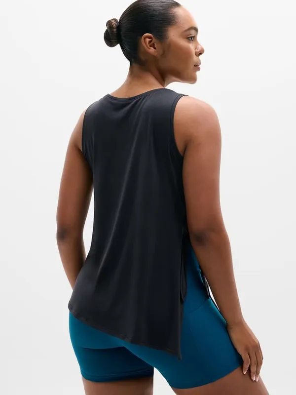 New Athleta M Move With Ease Asym Tie Tank Medium Regular Black - Image 5
