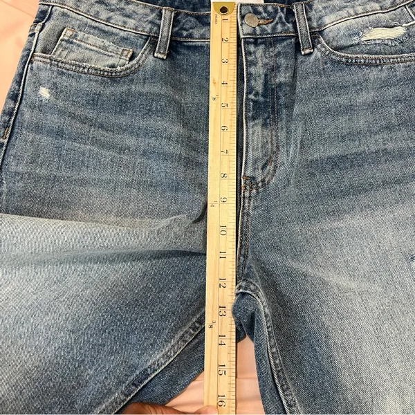 Vervet Super High Rise Beverly Slim‎ Straight Distressed Medium Wash Blue Jeans - Image 13