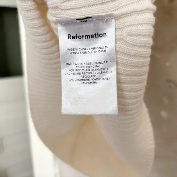 Reformation Hart Cashmere Sweater in Ivory - Image 4