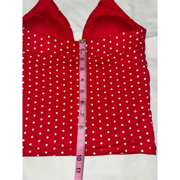Red White‎ Polka Dot Halter top with removable pads Size XS - Image 7