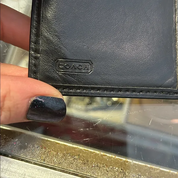 Coach Black Leather Turn Lock Checkbook Wallet Long Bifold Zip Back - Image 5
