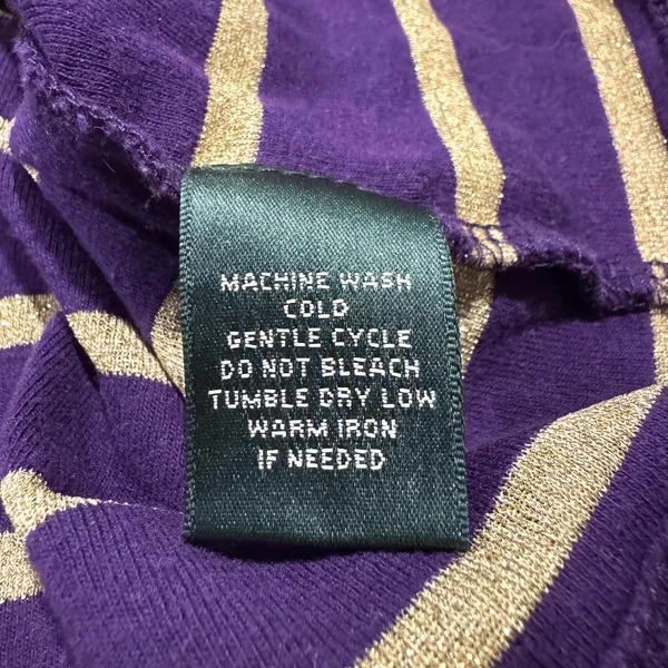 Lauren Ralph Lauren Top Preppy Academia Minimalist Metallic Stripe Purple Medium - Image 5